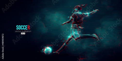 football soccer player woman in action isolated blue background. Vector illustration © Yevheniia