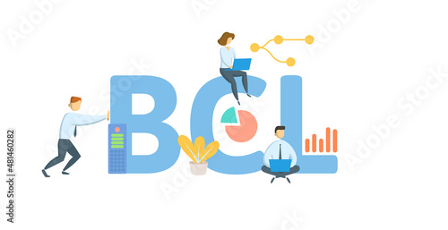 BCL, Bank Comfort Letter. Concept with keyword, people and icons. Flat vector illustration. Isolated on white.