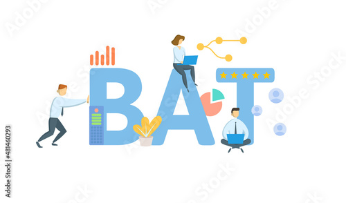 BAT, Business Activity Tax. Concept with keyword, people and icons. Flat vector illustration. Isolated on white.