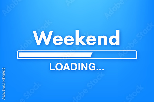 Cartoon weekend loading for print design. Black friday. Holiday illustration. Calendar design.