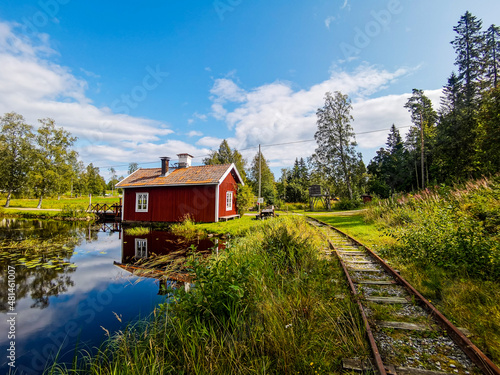house on the lake , picture taken in Sweden, Europe
