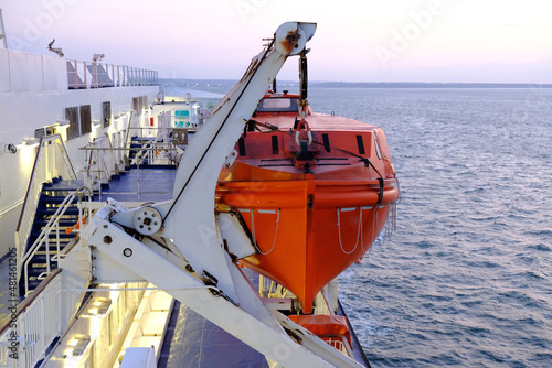 Photos Red lifeboat hangs on ferry