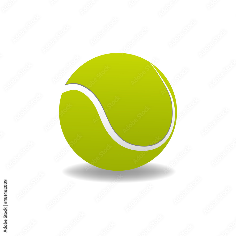 Realistic tennis ball with outline on a white background