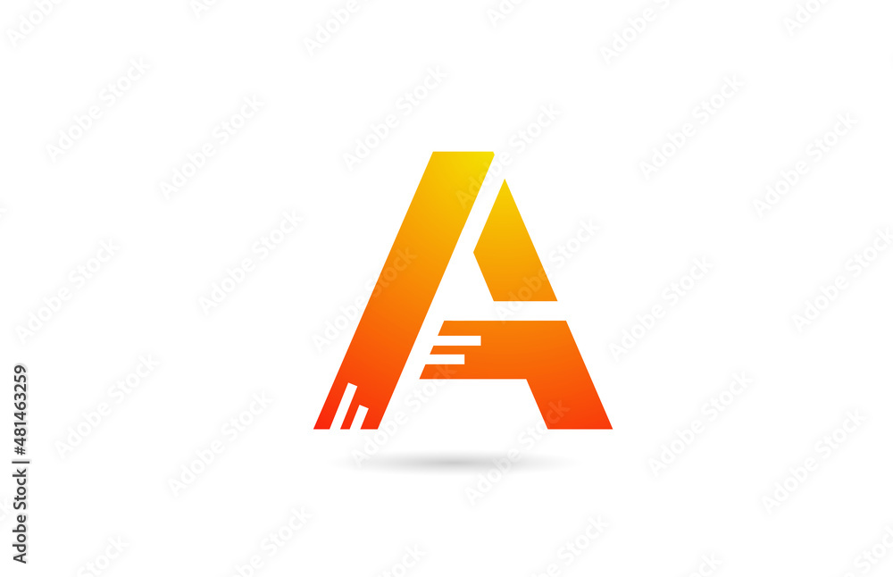 A orange gradient alphabet letter logo design icon. Creative template for business A orange gradient alphabet letter logo design icon. Creative template for business