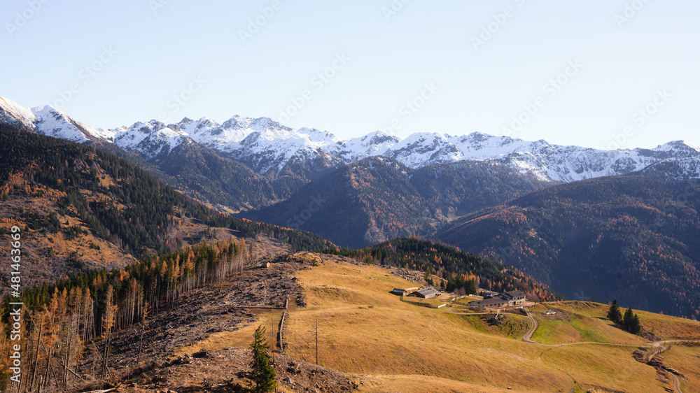Mocheni valley autumn landscape, Baselga di Pine, Italy