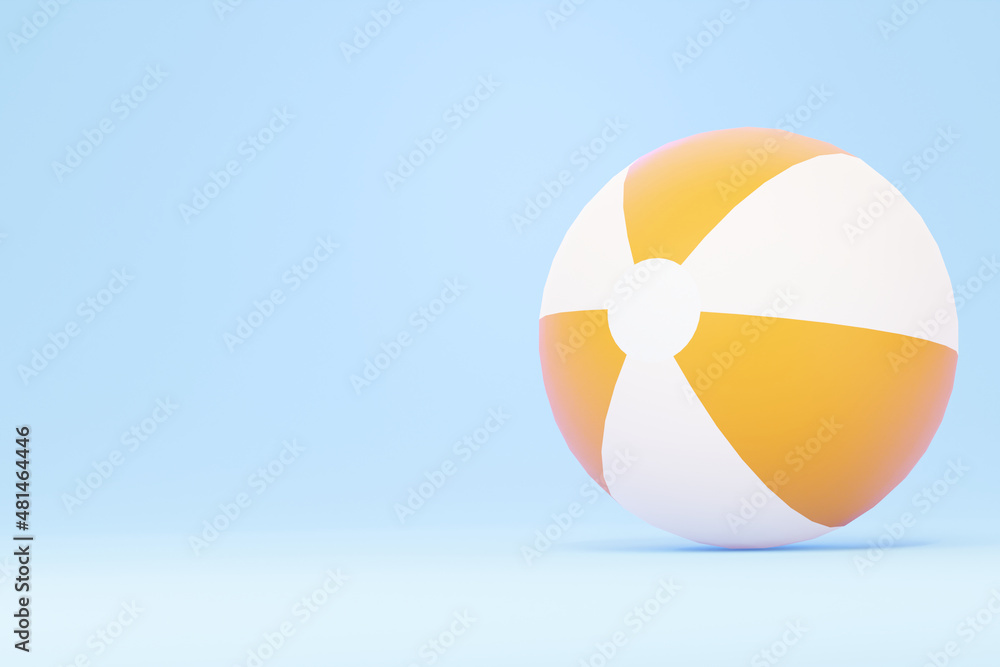 One beach ball with an empty space for text. 3D rendering