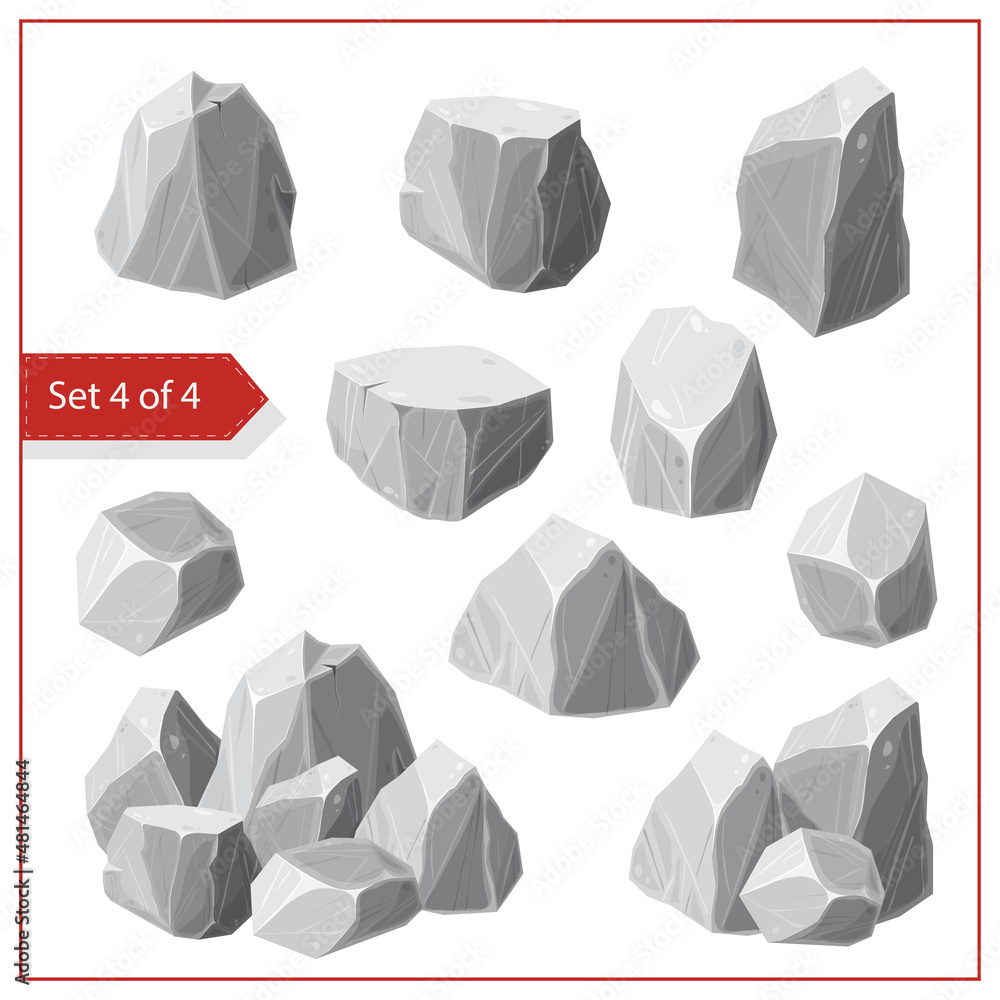 big set of gray stones or boulders isolated on white. debris of rocks vector illustration. Element of nature, mountains, caves. Mineral and cobble vector clipart. isometric style. game asset big set of gray stones or boulders isolated on white. debris of rocks vector illustration. Element of nature, mountains, caves. Mineral and cobble vector clipart. isometric style. game asset