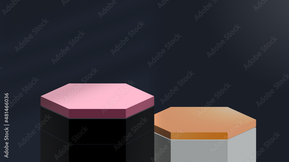 Minimalistic Two Tone Podium in Dark Room in 3D Rendering Minimalistic Two Tone Podium in Dark Room in 3D Rendering