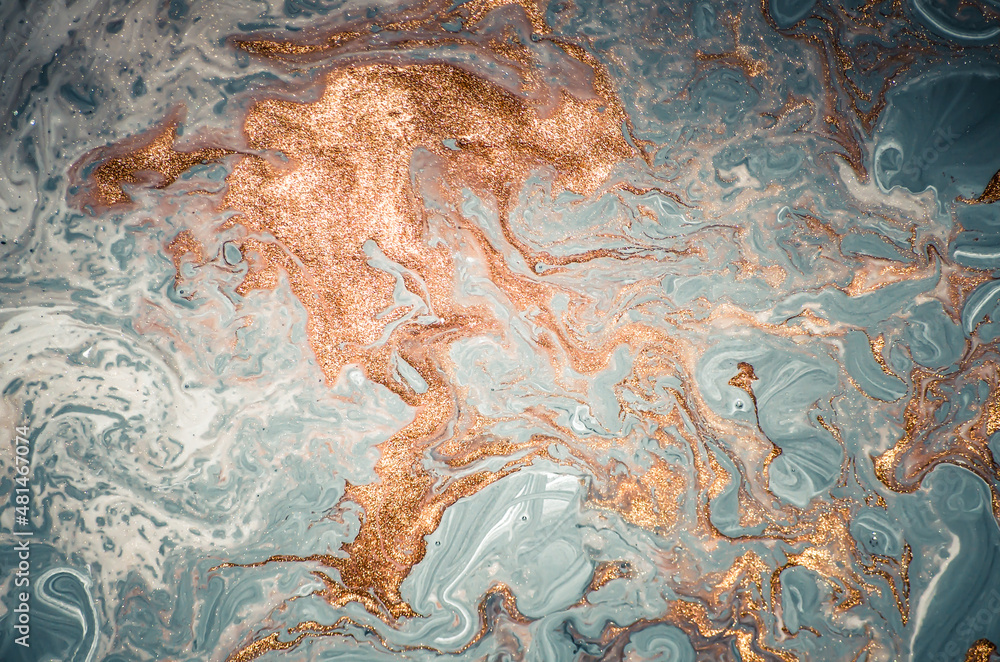 Fototapeta premium Traditional Ottoman Turkish marbling art. Natural Luxury. EBRU- Ancient oriental drawing technique. Extra special and luxurious- ORIENTAL ART. Ripples of agate.