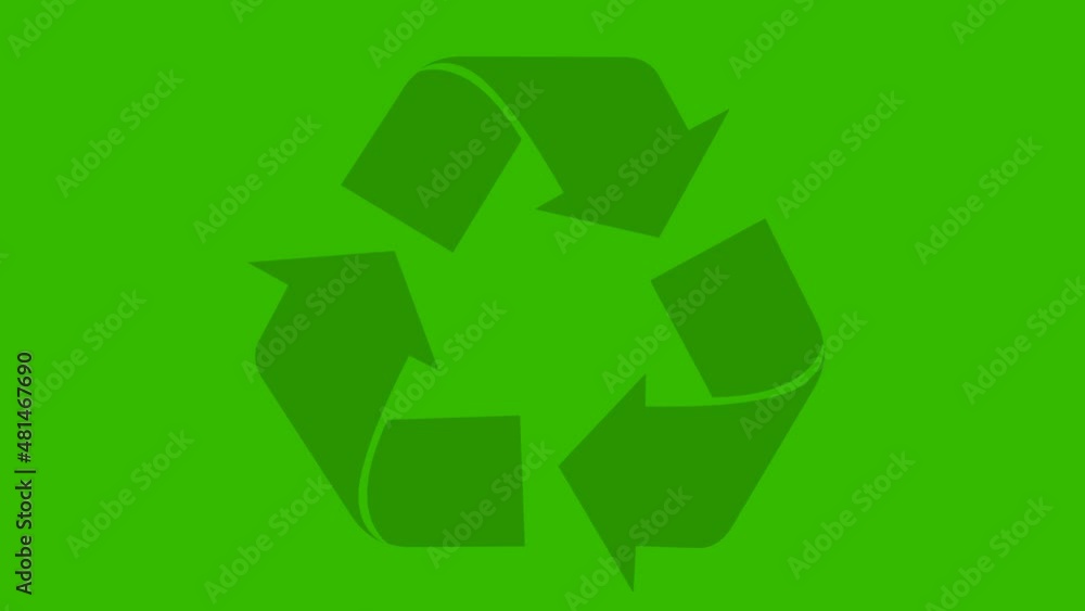 Loop animation of the black recycling icon, on a green chroma key background Loop animation of the black recycling icon, on a green chroma key background