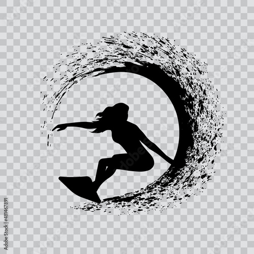surfer on the wave vector illustration photo
