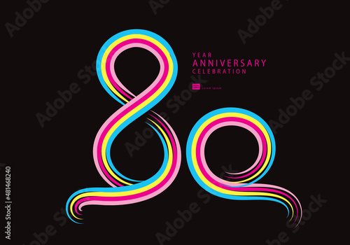 80 years anniversary celebration logotype colorful line vector, 80th birthday logo, 80 number, Banner template, vector design template elements for invitation card and poster.