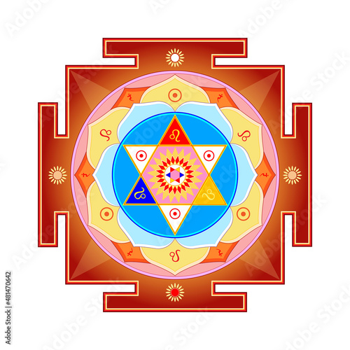 The Yantra of the Sun. The energy of light and the power of life. Yoga and Tantra meditation. Traditional Indian Jyotish Astrology photo