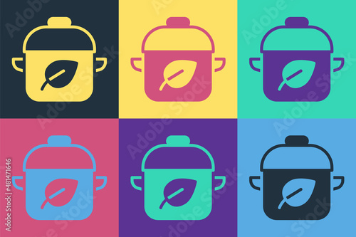 Pop art Vegan food diet icon isolated on color background. Organic, bio, eco symbol. Vegan, no meat, lactose free, healthy, fresh and nonviolent food. Vector