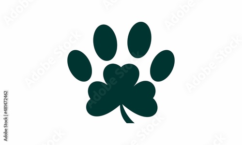 dog paw with leaf icon image vector