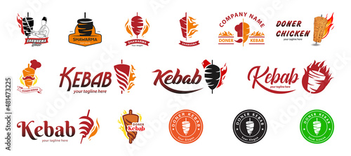Shawarma logo for restaurants and markets. Doner kebab logo template. EPS10 vector illustration. photo