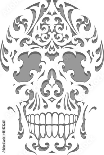 Skull illustration in art nouveau style isolated on white