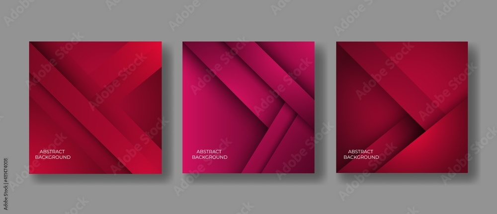 Set Of Elegant Red Background Geometric Shape For business Presentation And Advertising