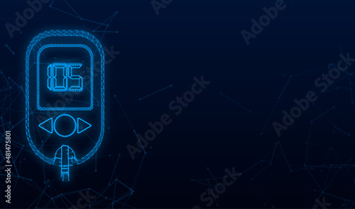 Blood glucose meter level plexus test. Diabetes glucometer. Abstract concept graphic web banner element. Vector illustration.