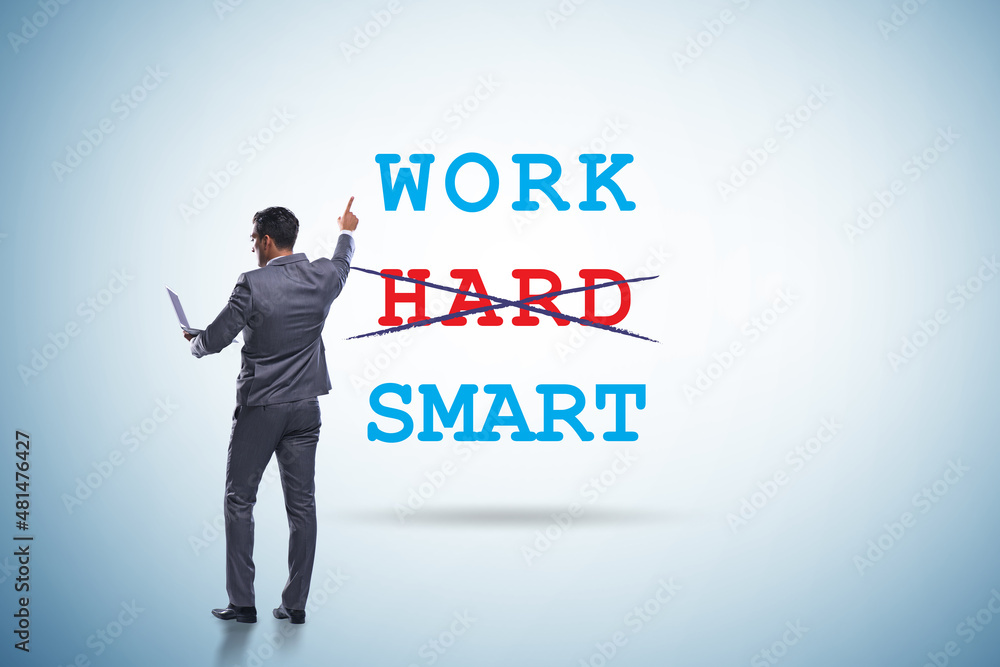 Businessman in working smart not hard concept Businessman in working smart not hard concept