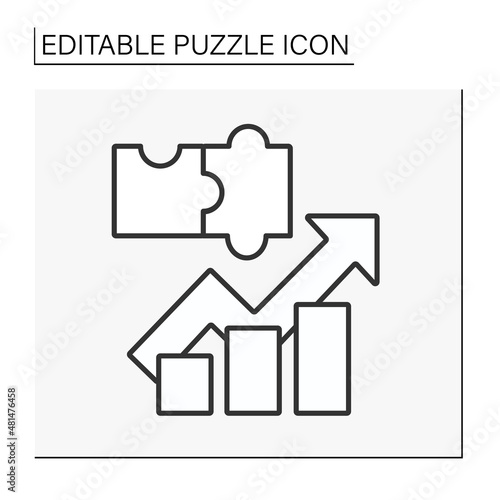  Rating line icon. Arrow grew up. Graph. Puzzle concept. Isolated vector illustration. Editable stroke