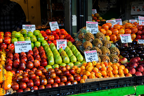outdoor market with fruit and vegetables