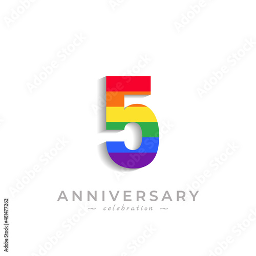 5 Year Anniversary Celebration with Rainbow Color for Celebration Event, Wedding, Greeting card, and Invitation Isolated on White Background Free Download 5 Year Anniversary Celebration with Rainbow Color for Celebration Event, Wedding, Greeting card, and Invitation Isolated on White Background - GFXLoad