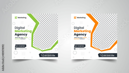 Digital Business Marketing Banner Design. Social Media Post Design for online Internet Advertising and Promotion. Minimal Squire Flyer Design Template