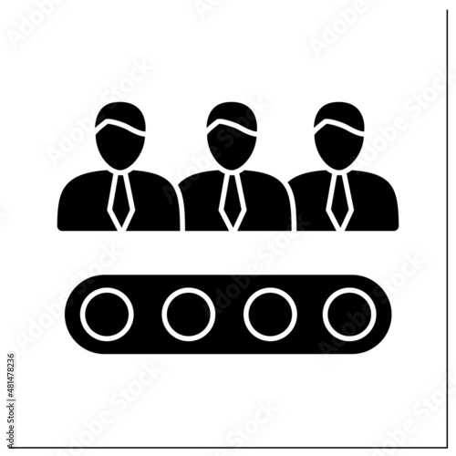 Candidate pipelines glyph icon. Qualified people interested in learning about job opportunities. Talent management concept. Filled flat sign. Isolated silhouette vector illustration