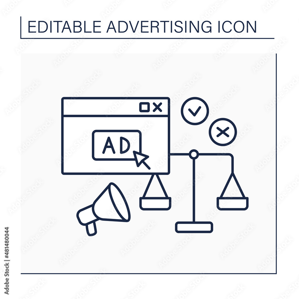 Comparative ads line icon. Marketing strategy. Company product or service compared to competitors.Advertising concept. Isolated vector illustration. Editable stroke