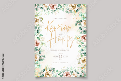 elegant peonies and roses invitation card set