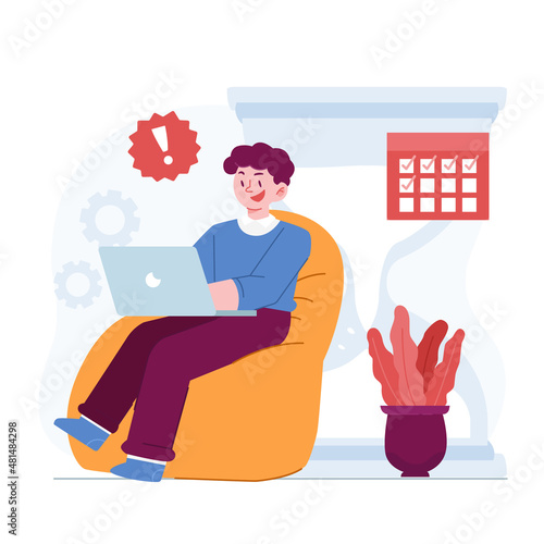 Time Management concept vector Illustration idea for landing page template, calendar agenda for appointment and meeting planning, productivity management, efficient performance, Hand drawn Flat Styles
