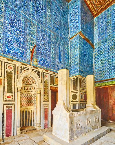 The funerary shrine in Aqsunqur (Blue) Mosque, Cairo, Egypt photo