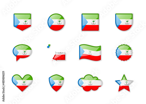 Free Download Equatorial Guinea - set of shiny flags of different shapes. - GFXLoad