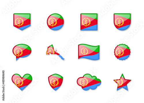 Free Download Eritrea - set of shiny flags of different shapes. - GFXLoad
