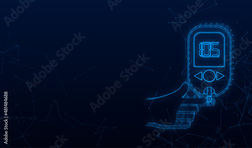 Blood glucose meter level plexus test. Diabetes glucometer. Abstract concept graphic web banner element. Vector illustration.