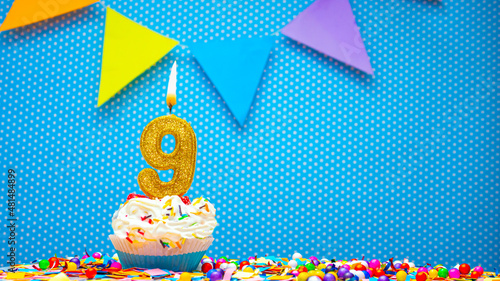Canvas Print Postcard with the number 9 for any holiday or anniversary