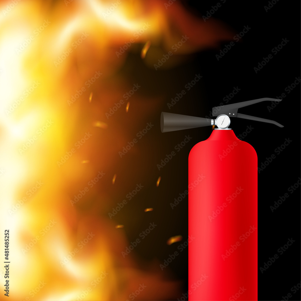 Obraz premium Fire extinguisher protection isolated. Vector stock illustration.
