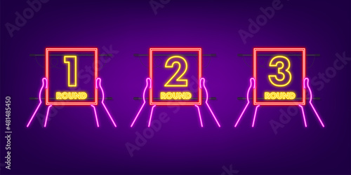 1,2,3 round neon on white background. Vector design. Vector set