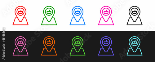 Set line Picnic location icon isolated on black and white background. Vector