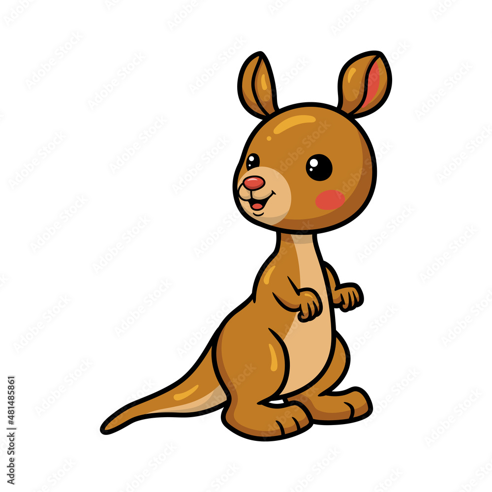 Obraz premium Cute little kangaroo cartoon standing