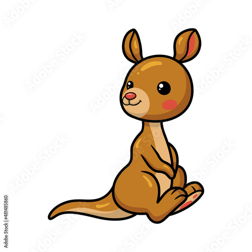 Cute little kangaroo cartoon sitting