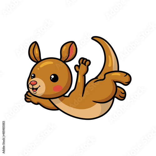 Cute little kangaroo cartoon flying