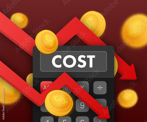 Cost reduction. Chart concept. Business vector icon. Flat design. Business graph