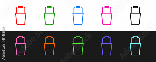 Set line Sauna bucket icon isolated on black and white background. Vector