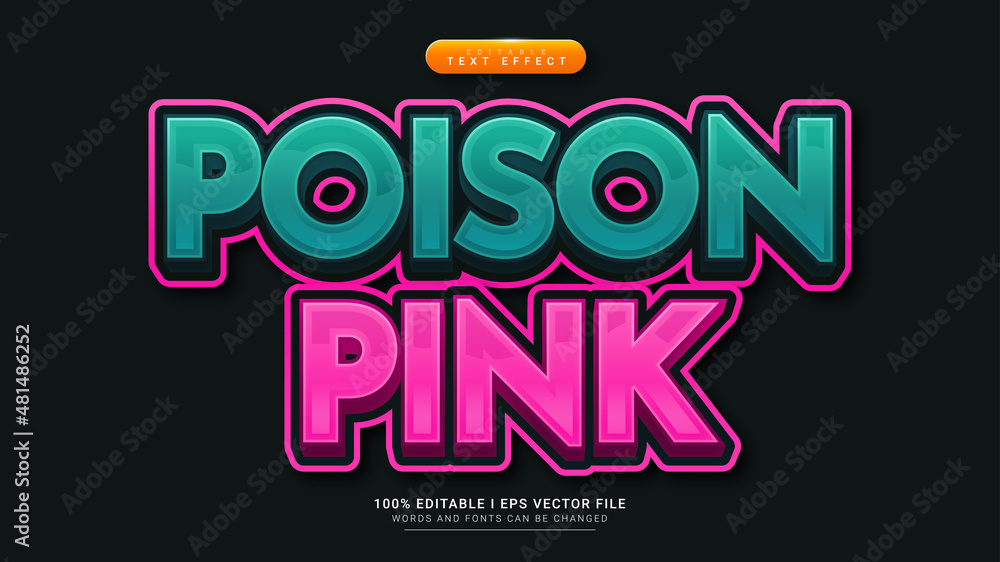 poison pink cartoon 3d text style effect