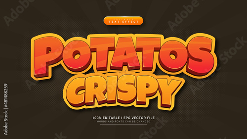 potatos crispy cartoon 3d text style effect