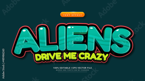 aliens cartoon 3d text style effect
