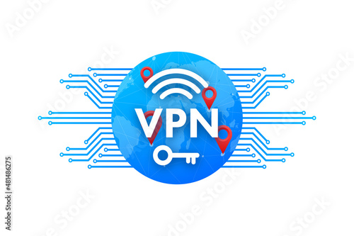 Secure VPN connection concept. Virtual private network connectivity overview. Vector stock illustration.