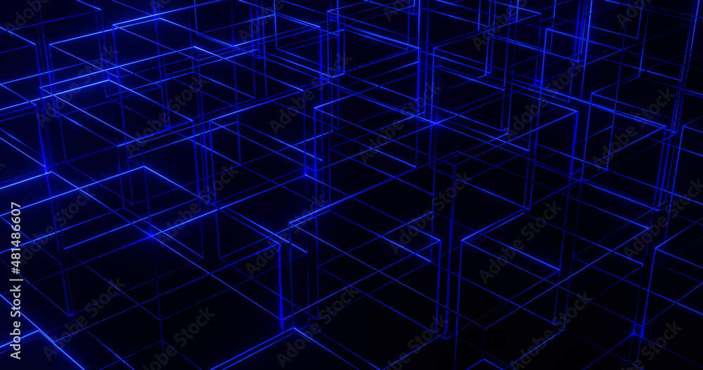Render with blue laser lines with flares Render with blue laser lines with flares